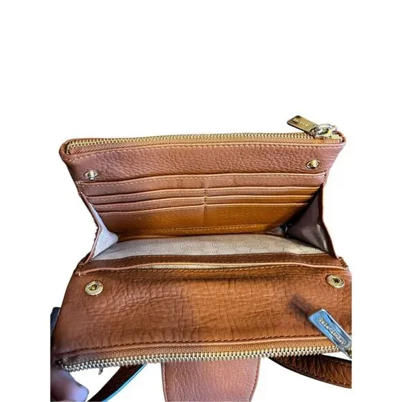 Michael Kors Fulton Brown Leather Small flap Crossbody Purse wallet - Picture 4 of 9